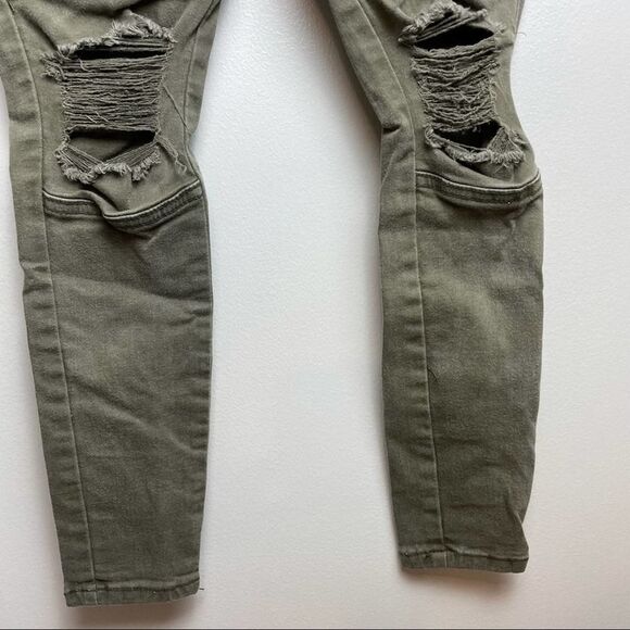 Urban Heritage Solid Green Distressed Skinny Jeggings Spandex Cotton Blend M - Picture 8 of 14